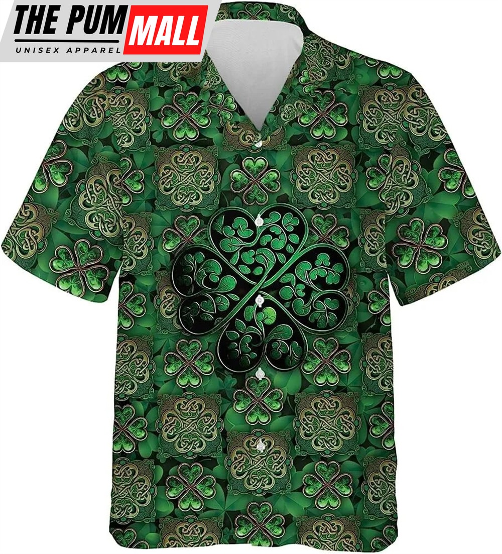 St Patricks Day Hawaiian Shirt, Patrick Day Shamrock Hawaiian Shirt, Four-leaf Clover Shirt, St. Patrick’s Day Shirt