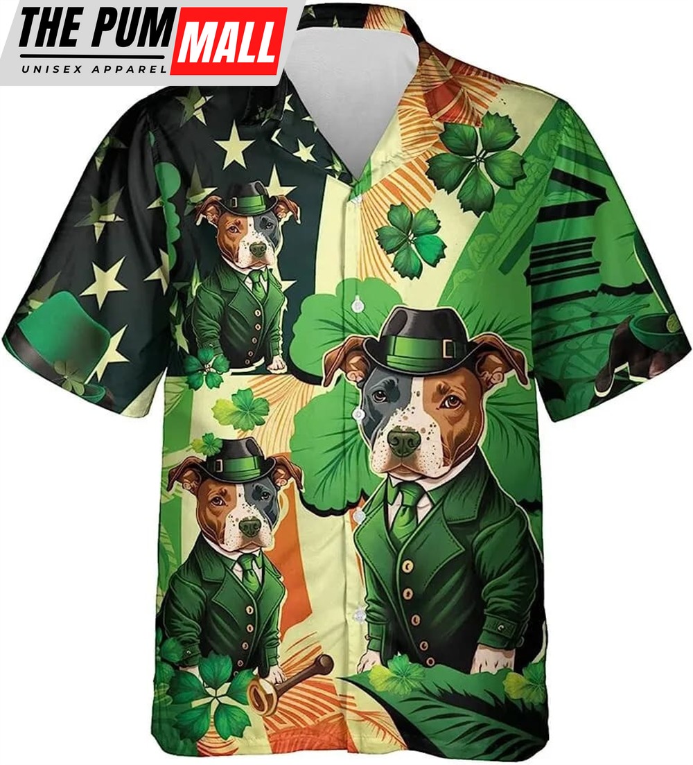 St Patricks Day Hawaiian Shirt, Vintage Patrick Dog Button Down Hawaiian Shirt For Men, Patrick Day Short Sleeve Shirts