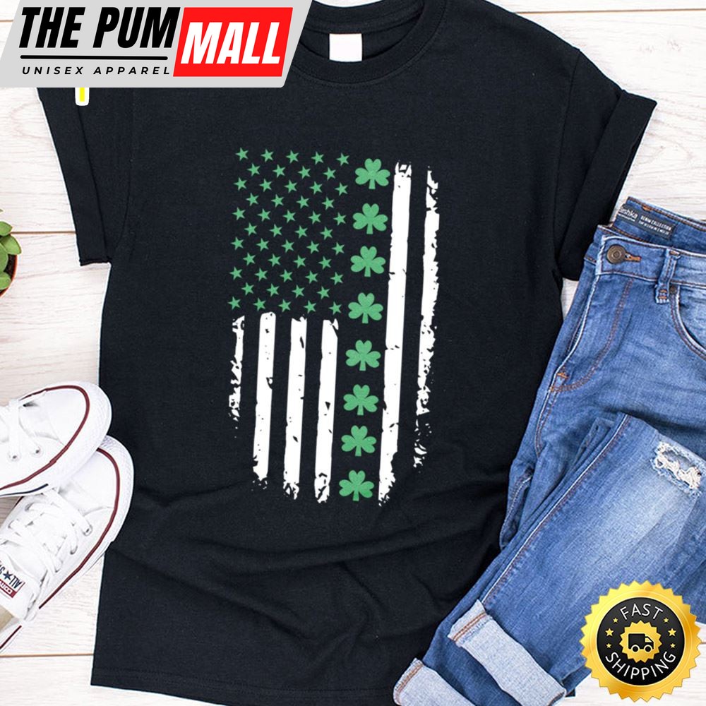 St. Patricks Day Irish American Flag Pattys Day Unisex T-Shirt