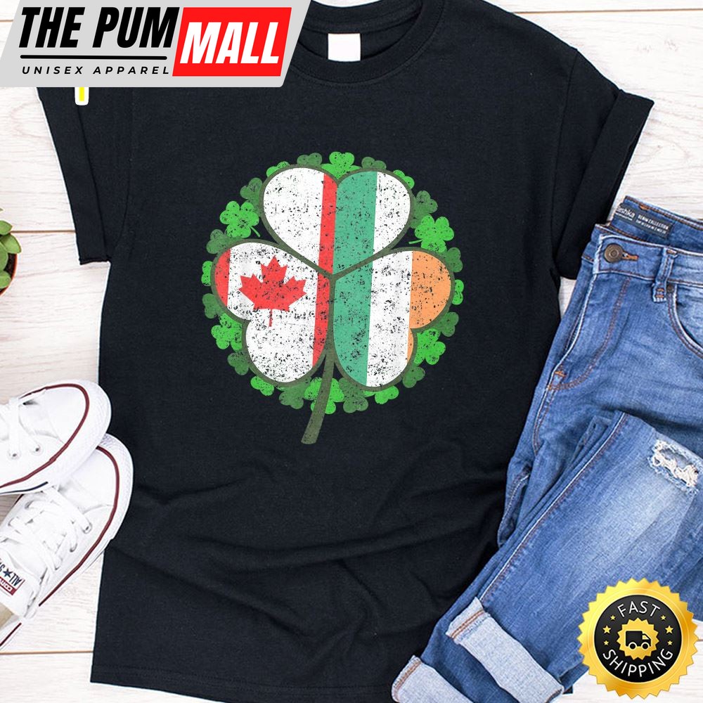 St Patricks Day Irish Canadian Shamrock T Shirt Green Clover