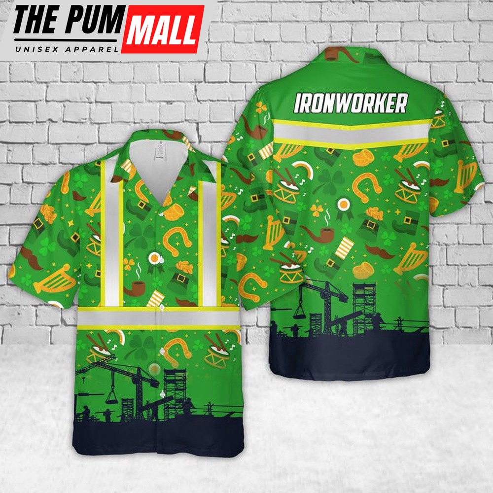 St Patrick’s Day Ironworker Hawaiian Shirts, Shamrock Hawaiian Shirt
