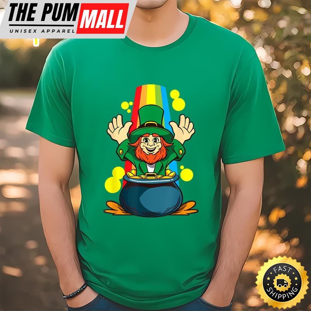 St. Patricks Day Leprechaun And Pot Of Goldcoins T-shirt