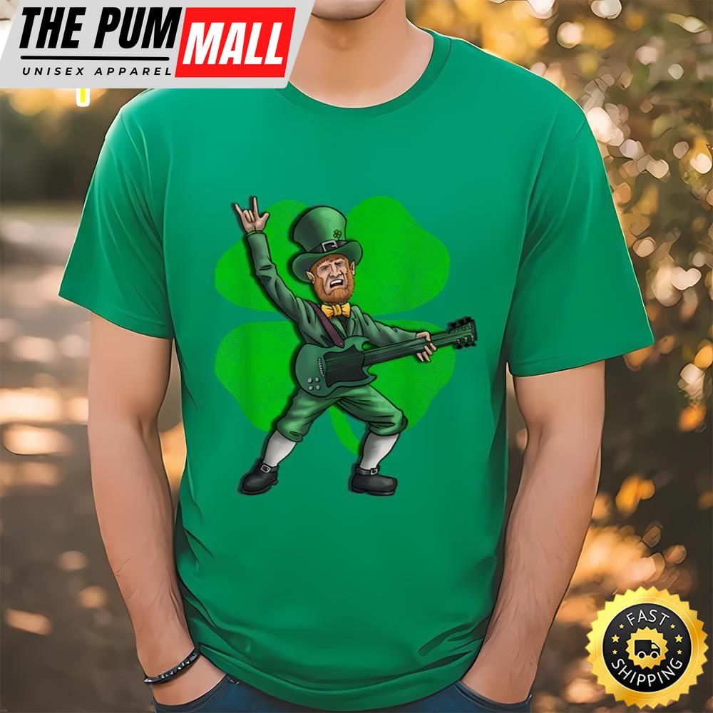 St Patricks Day Rock and Roll Leprechaun Guitar T-Shirt