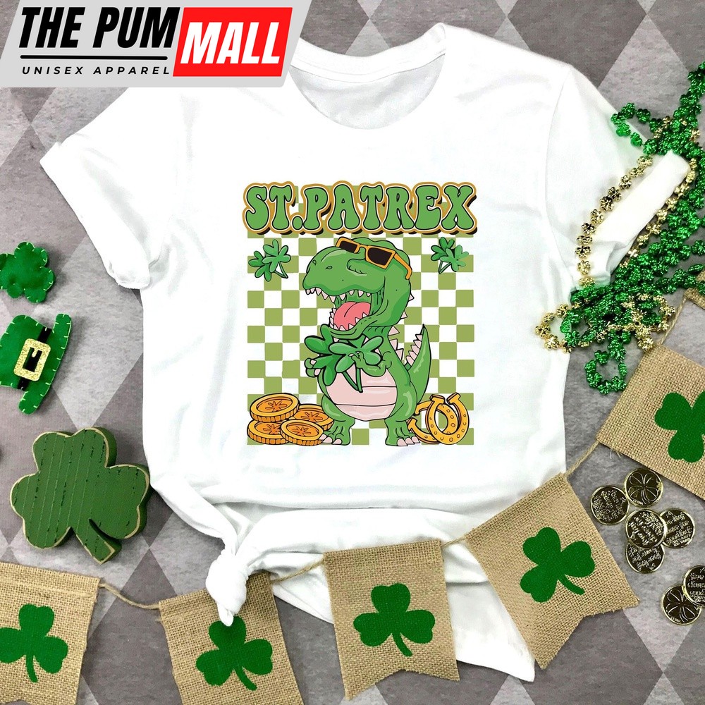 St. Patrick’s Day Shirt Kids,Boys St Patrex Tshirt, St. Patricks Day Dinosaur Tee,Funny St. Patrex Day Shirt