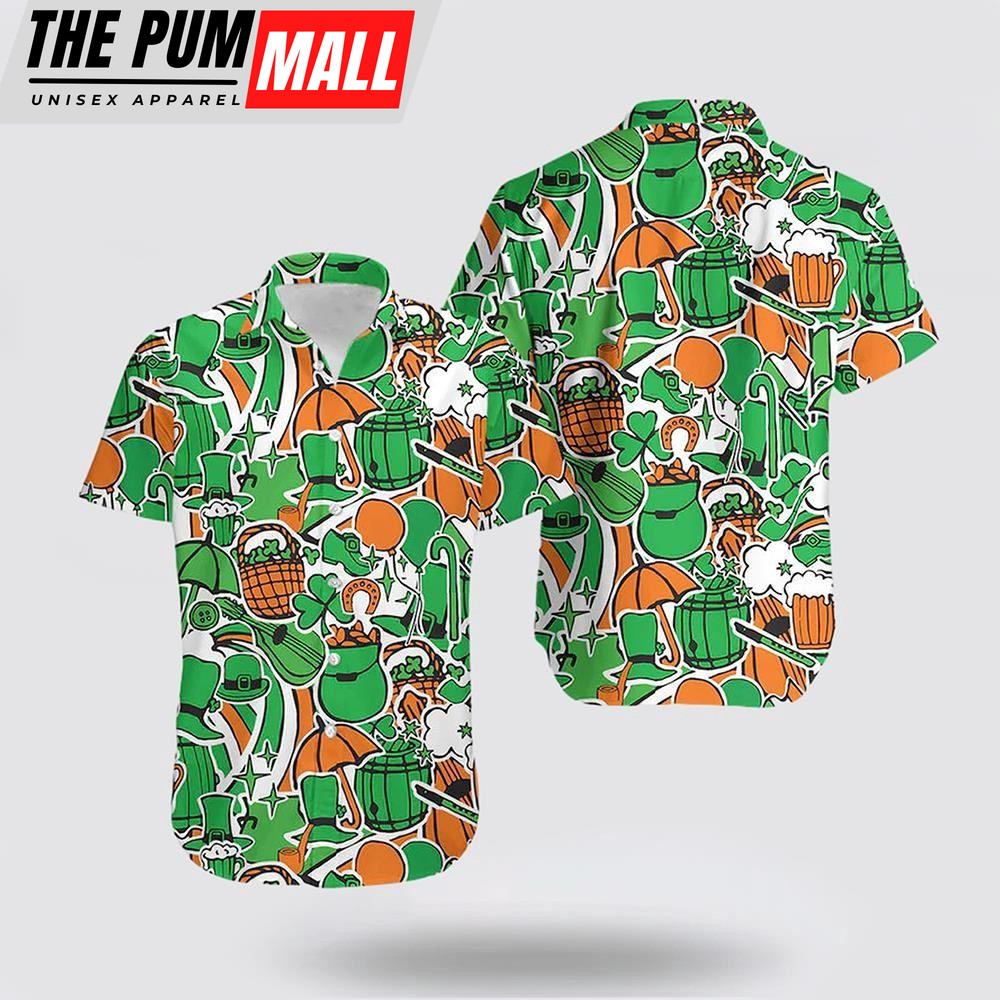 St Patricks Day Shirts, Shamrock Hawaiian Shirt