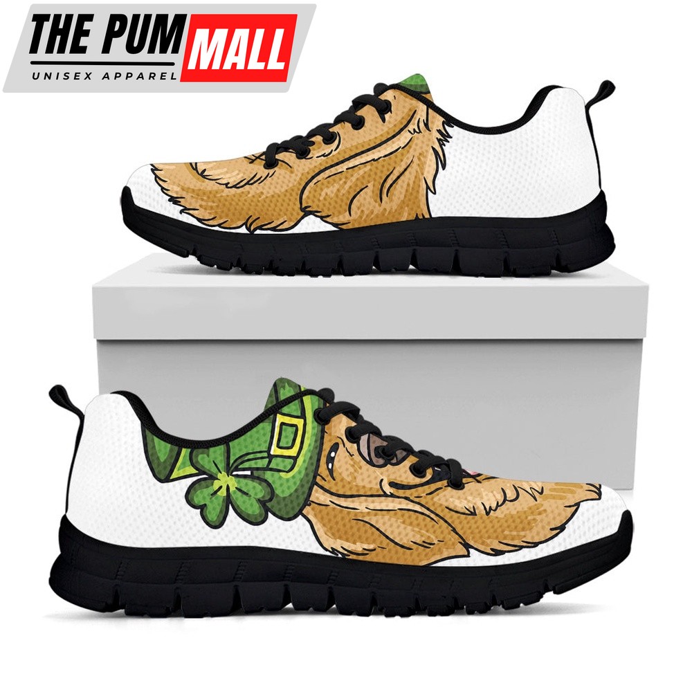 St Patrick’s Day Shoes, Patrick’s Day Golden Retriever Print Black Running Shoes, St Patrick’s Day Sneakers