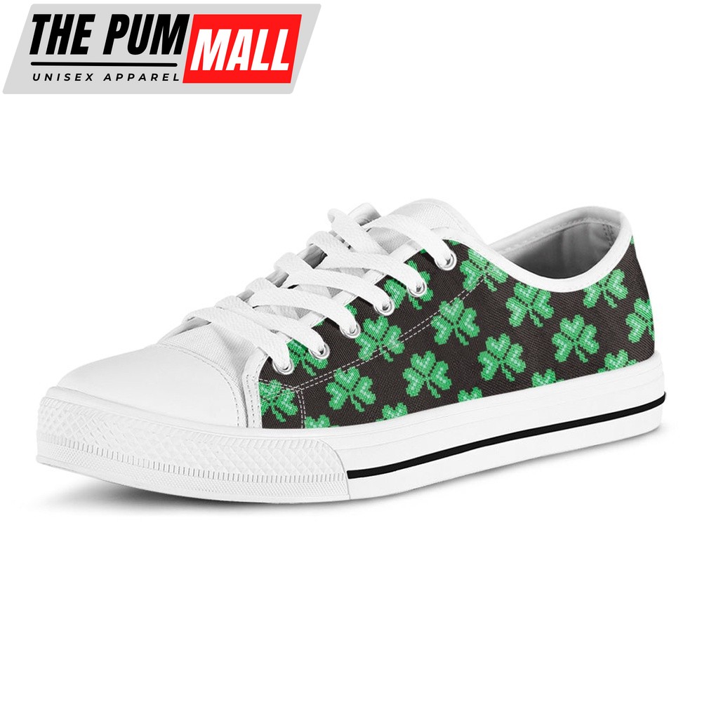 st-patricks-day-shoes-pixel-clover-st-patricks-day-print-white-low-top-shoes-qkkqiqku St Patrick’s Day Shoes, Pixel Clover St. Patrick’s Day Print White Low Top Shoes, St Patrick’s Day Sneakers