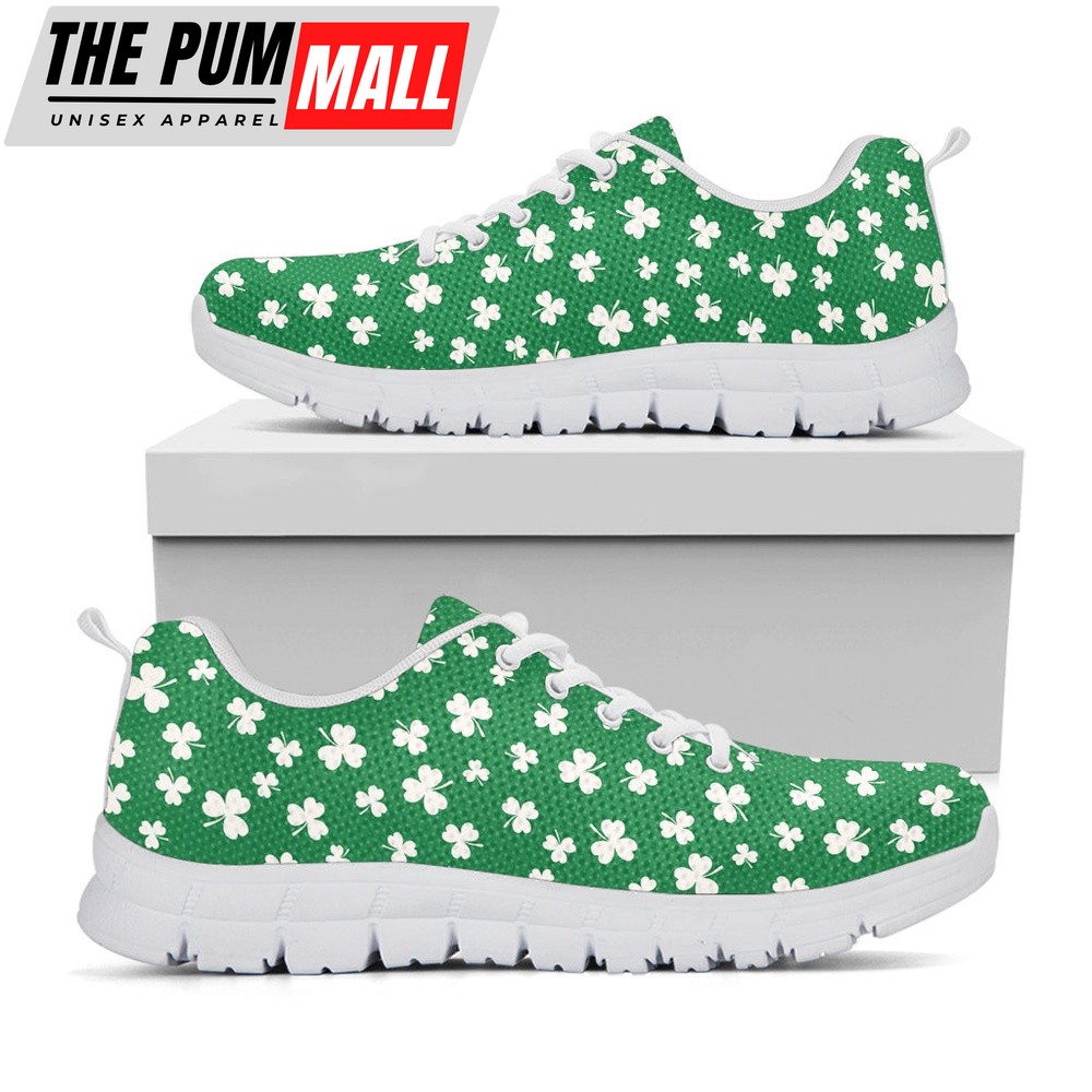 St Patrick’s Day Shoes, Polka Dot Irish St. Patrick’s Day Print White Running Shoes, St Patrick’s Day Sneakers