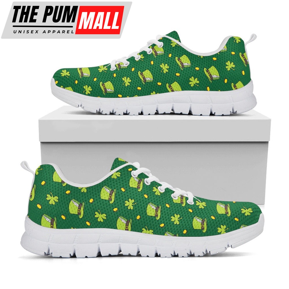 St Patrick’s Day Shoes, Saint Patrick’s Day Celebration Print White Running Shoes, St Patrick’s Day Sneakers