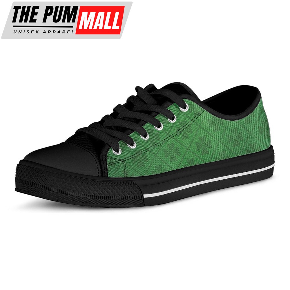 st-patricks-day-shoes-shamrock-st-patricks-day-pattern-print-black-low-top-s-a24no025 St Patrick’s Day Shoes, Shamrock St. Patrick’s Day Pattern Print Black Low Top Shoes, St Patrick’s Day Sneakers