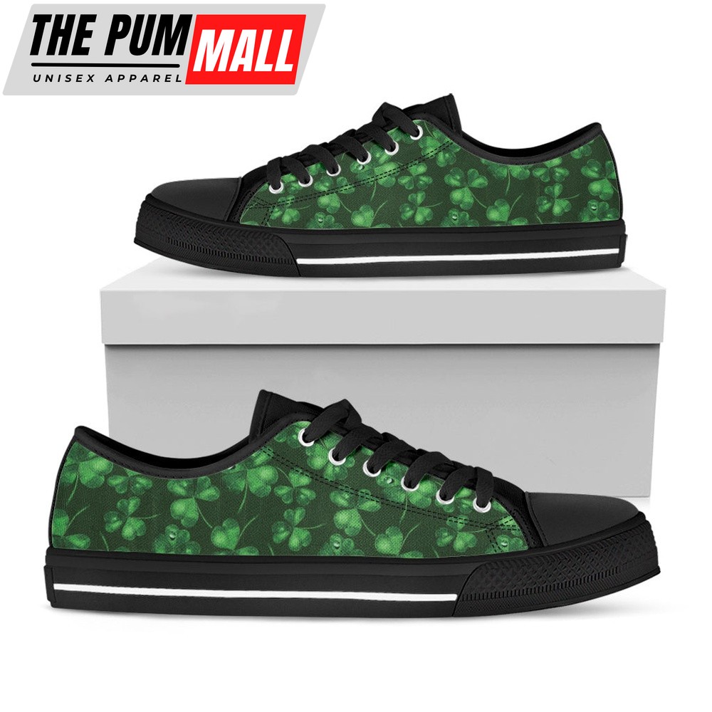 St Patrick’s Day Shoes, Watercolor Saint Patrick’s Day Print Black Low Top Shoes, St Patrick’s Day Sneakers