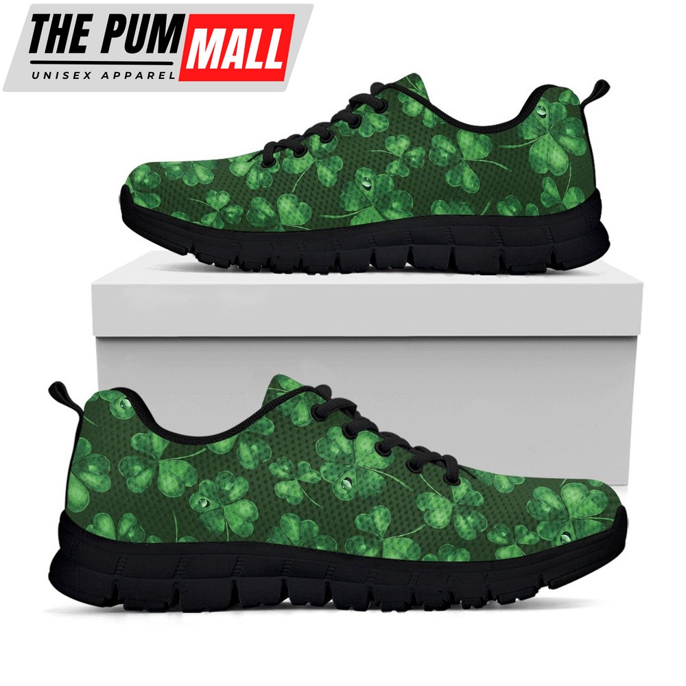 St Patrick’s Day Shoes, Watercolor Saint Patrick’s Day Print Black Running Shoes, St Patrick’s Day Sneakers