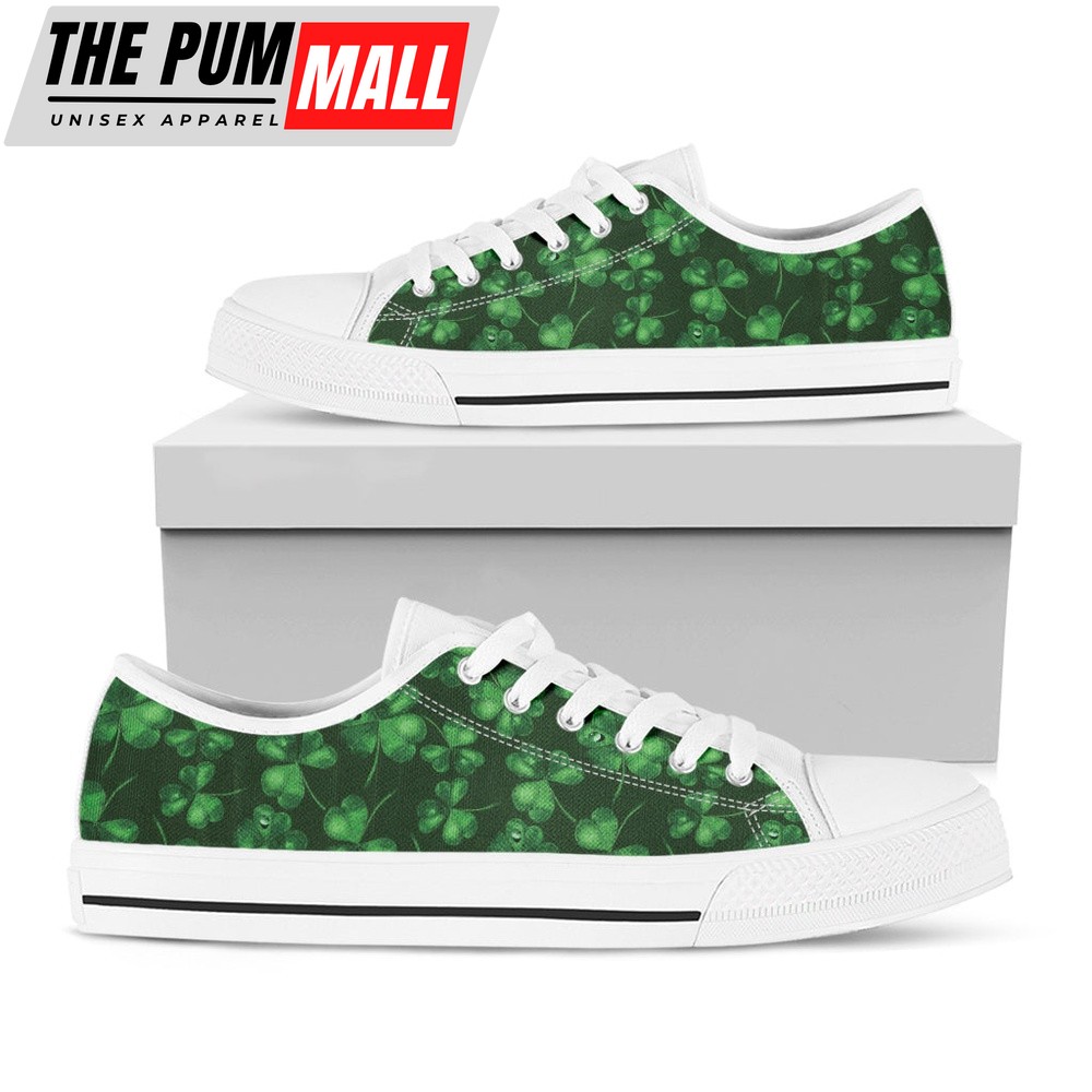 St Patrick’s Day Shoes, Watercolor Saint Patrick’s Day Print White Low Top Shoes, St Patrick’s Day Sneakers
