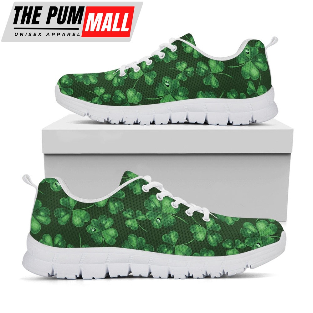 St Patrick’s Day Shoes, Watercolor Saint Patrick’s Day Print White Running Shoes, St Patrick’s Day Sneakers