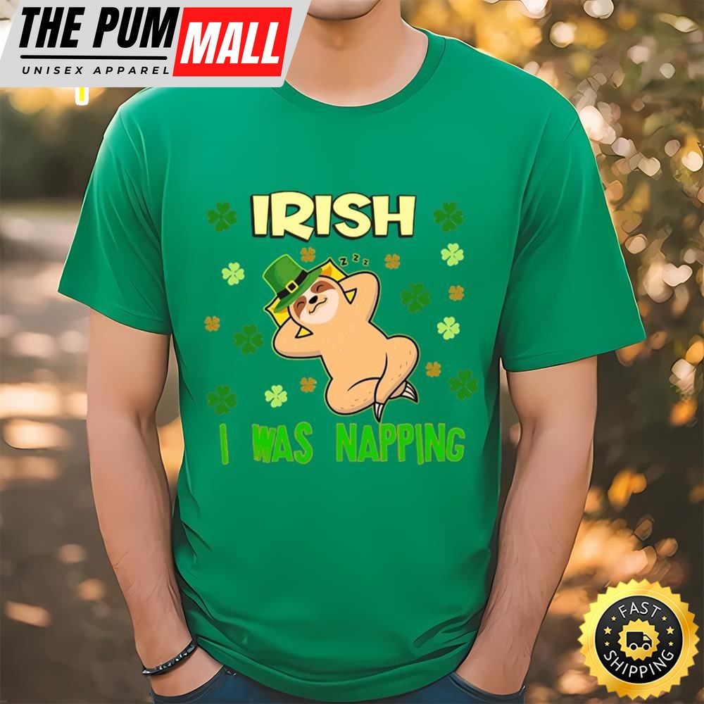 St Patricks Day Sloth Napping Funny Shirt