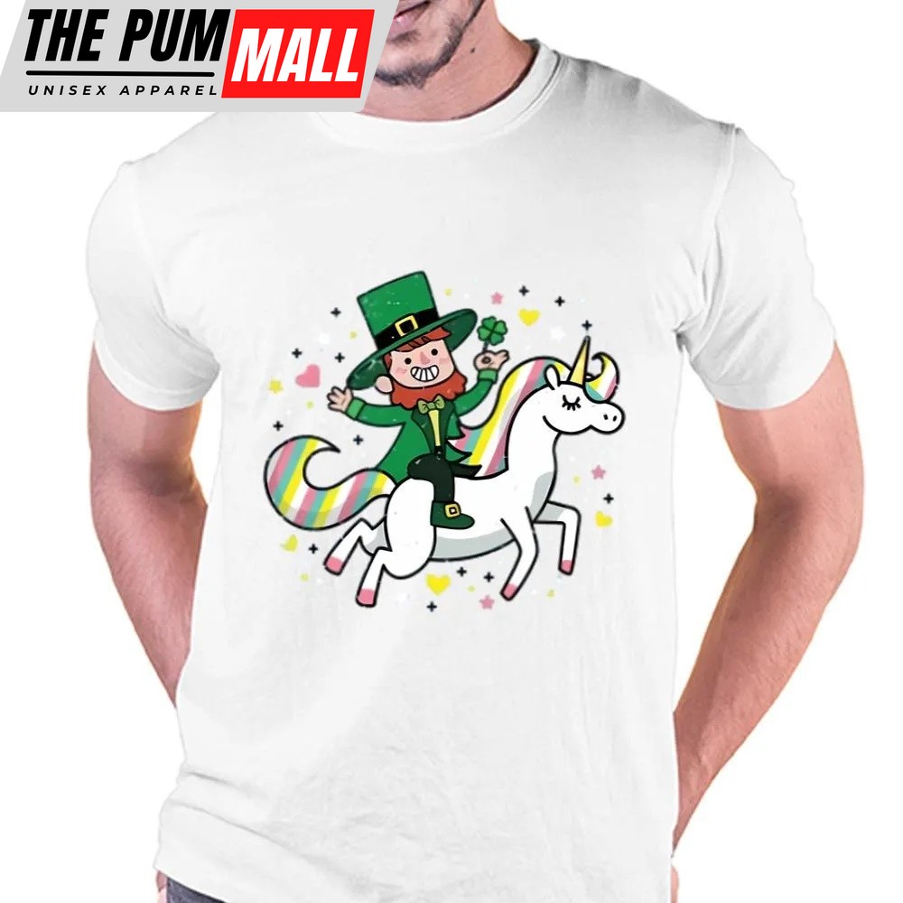 St Patricks Day T Shirt, Leprechaun Riding A Unicorn T-shirt Funny St Patrick’s Day T-shirt, Funny St Patricks Day Shirts