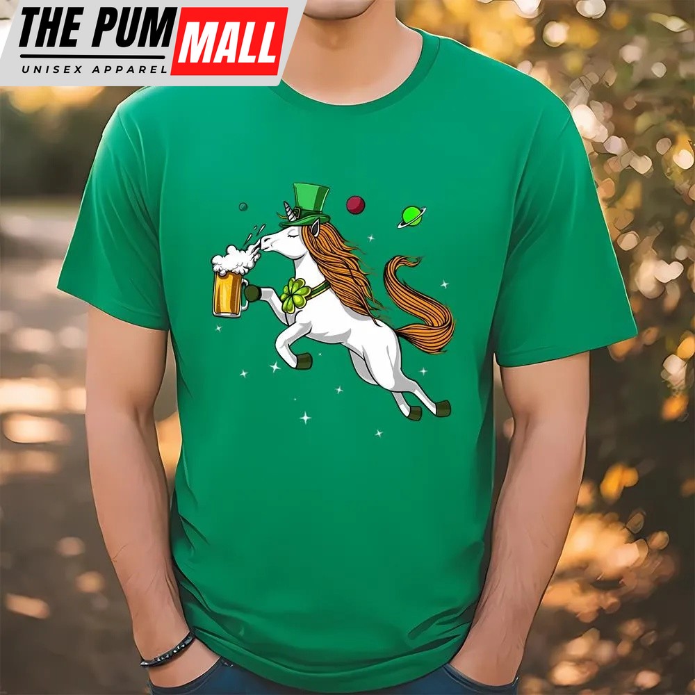 St Patricks Day T Shirt, Leprechaun Unicorn St Patricks Day Beer Irish Party T-Shirt, Funny St Patricks Day Shirts