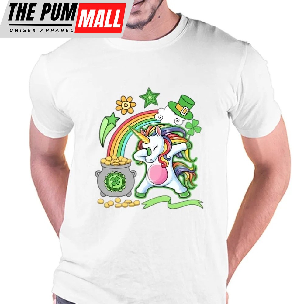 St Patricks Day T Shirt, Lepricorn Leprechaun Dabbing Unicorn Girls St Patricks Day T-Shirt, Funny St Patricks Day Shirts