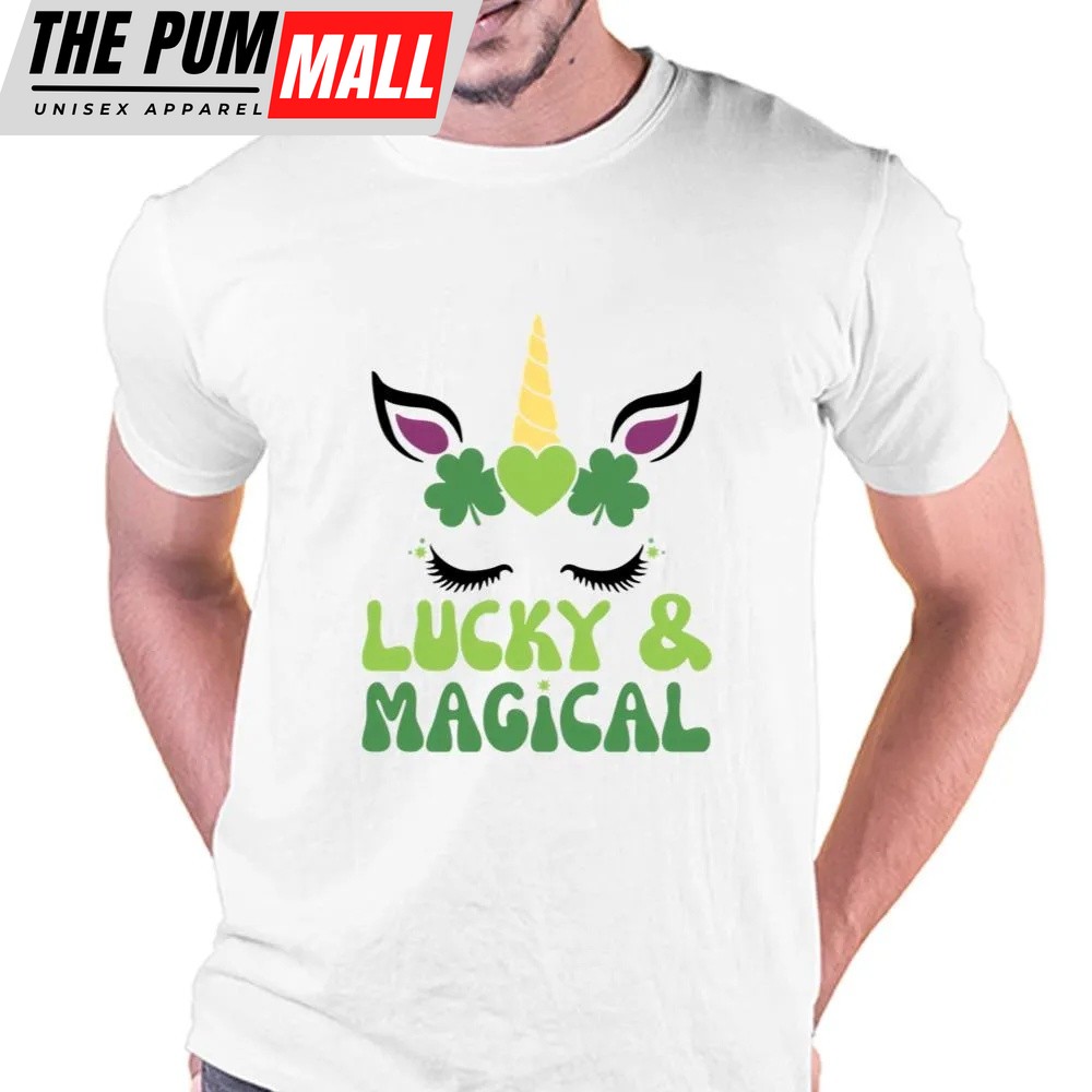 St Patricks Day T Shirt, Lucky And Magical St Patrick’s Day Unicorn T-Shirt, Funny St Patricks Day Shirts
