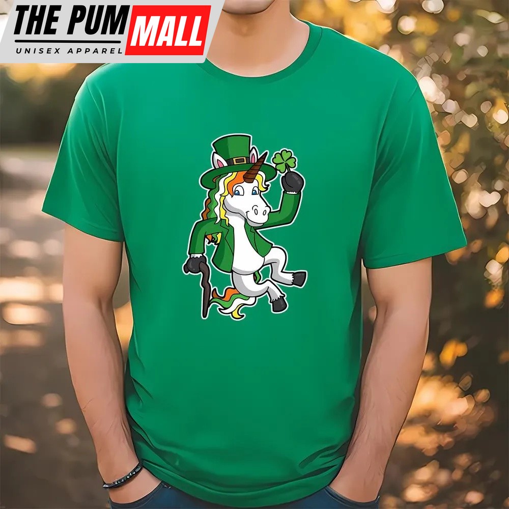 St Patricks Day T Shirt, Lucky Irish Unicorn Leprechaun St Patrick’s Day Heel Click T-Shirt, Funny St Patricks Day Shirts