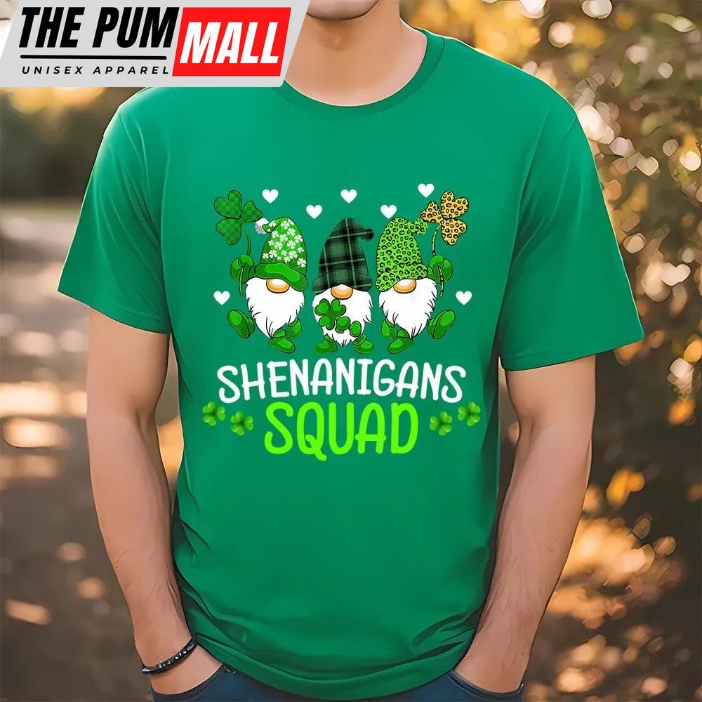 St Patricks Day T Shirt, Shenanigans Squad Gnomes Patrick’s Day T-Shirt, Funny St Patricks Day Shirts