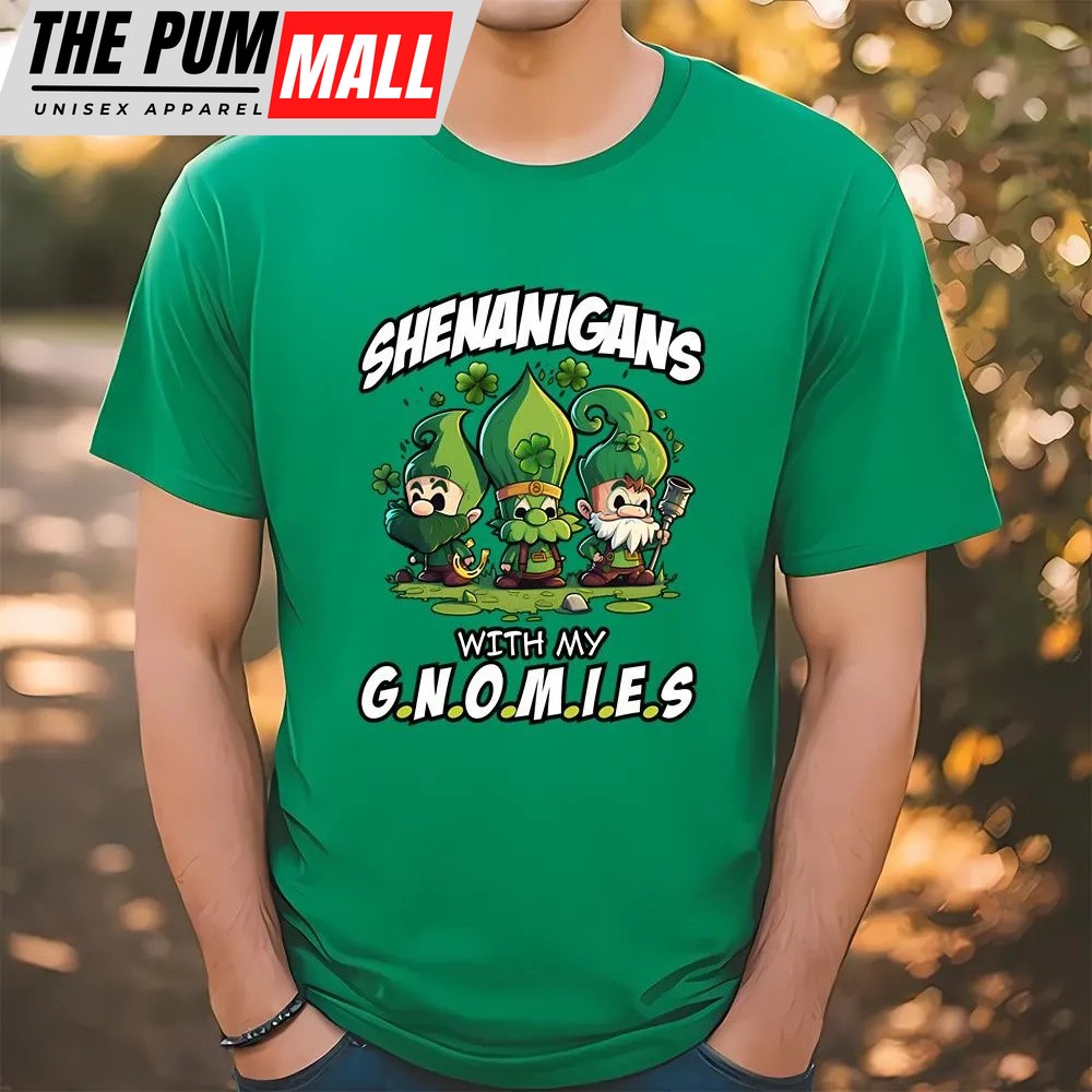St Patricks Day T Shirt, Shenanigans With My Gnomies Saint Patricks Day T-Shirt, Funny St Patricks Day Shirts