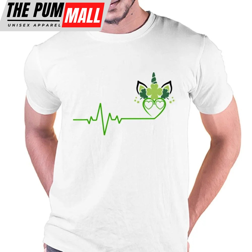 St Patricks Day T Shirt, St Patricks Day Heartbeat Unicorn T-shirt, Funny St Patricks Day Shirts