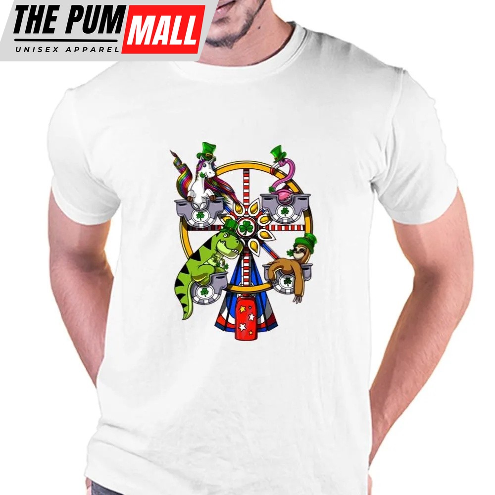 St Patricks Day T Shirt, St Patricks Day Unicorn T-Rex Dinosaur Sloth Flamingo Leprechaun T-Shirt, Funny St Patricks Day Shirts