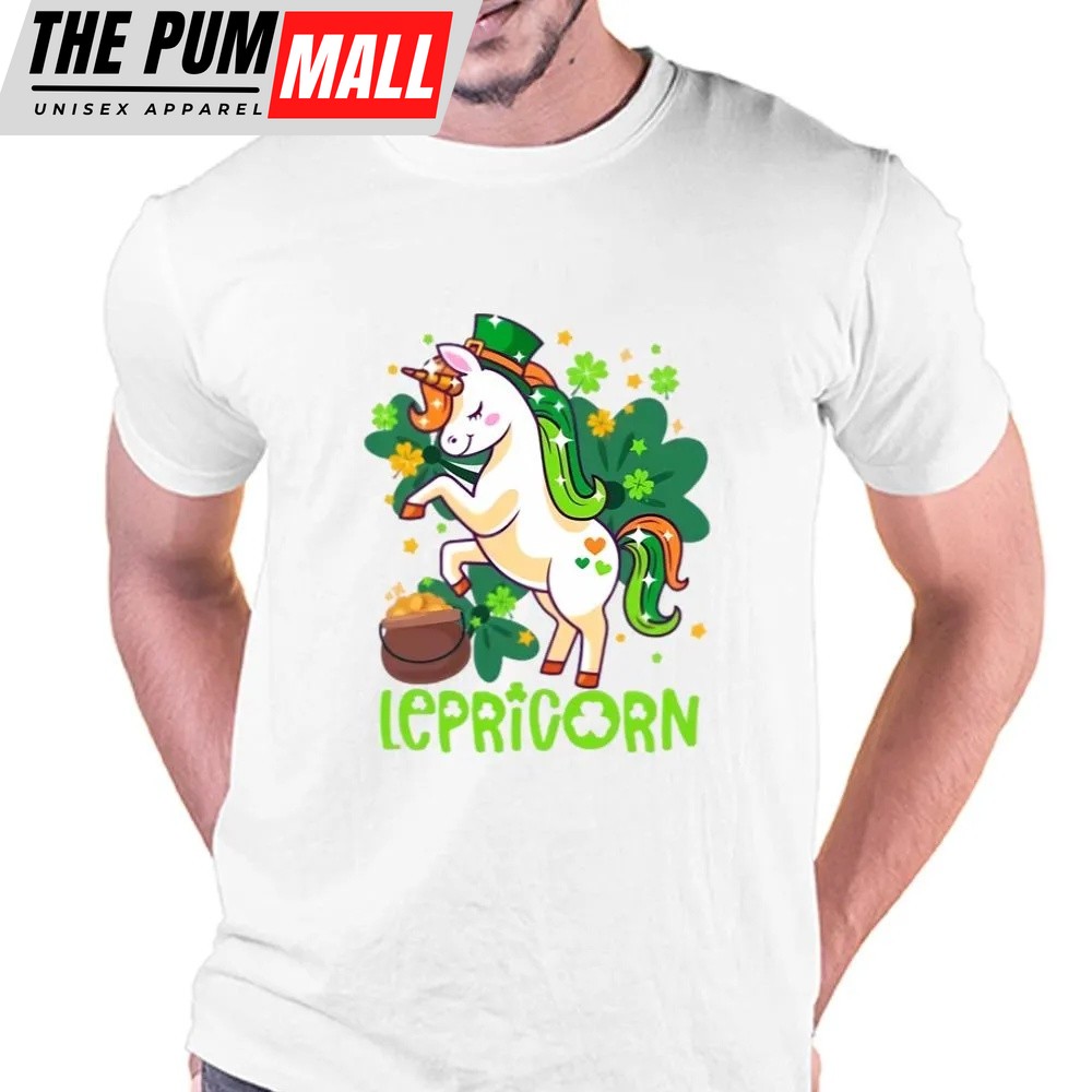 St Patricks Day T Shirt, Unicorn Lepricorn St Patricks Day Leprechauns Girls Women T-Shirt, Funny St Patricks Day Shirts