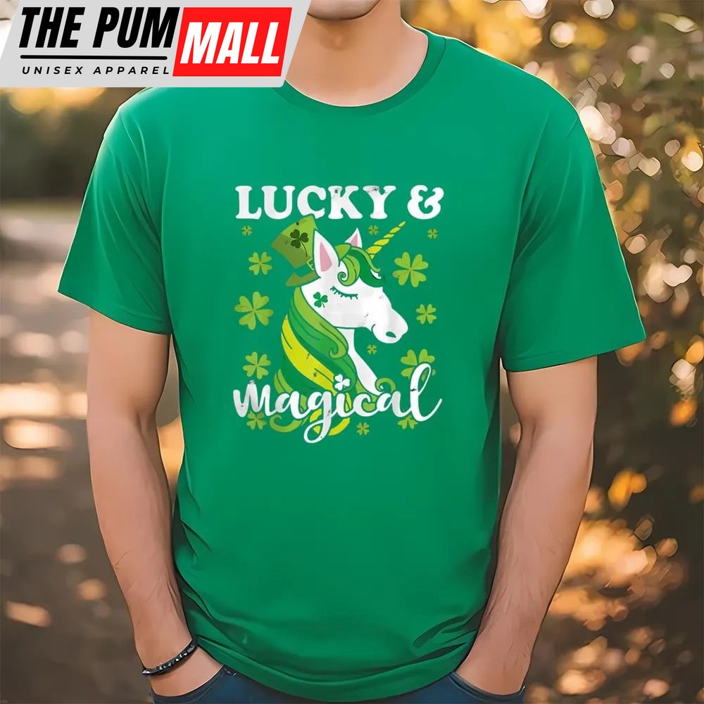 St Patricks Day T Shirt, Unicorn Magical St Patricks Day Lepricorn Girl Shirt, Funny St Patricks Day Shirts