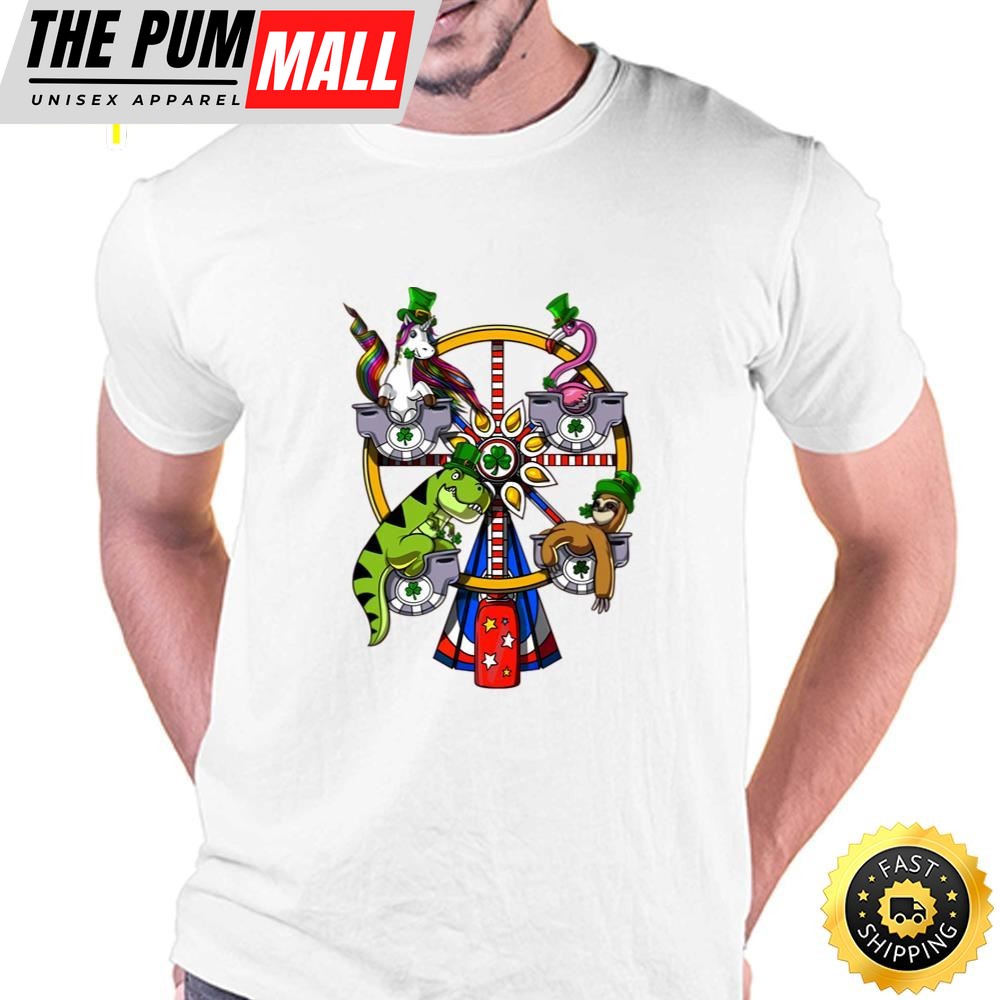 St Patricks Day Unicorn T-Rex Dinosaur Sloth Flamingo Leprechaun…