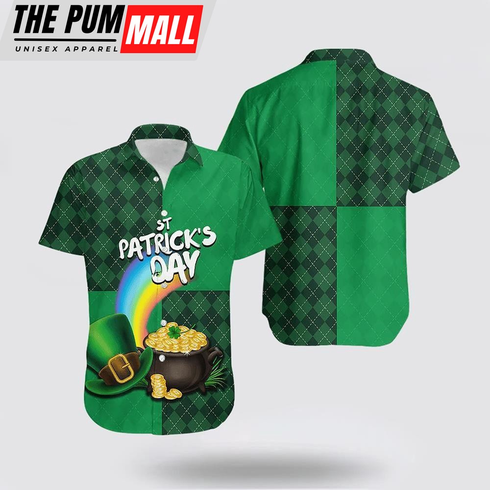 St Patrick’s DayRainbow Grass Hawaiian Shirt, St Patricks Day Shirts, Shamrock Hawaiian Shirt