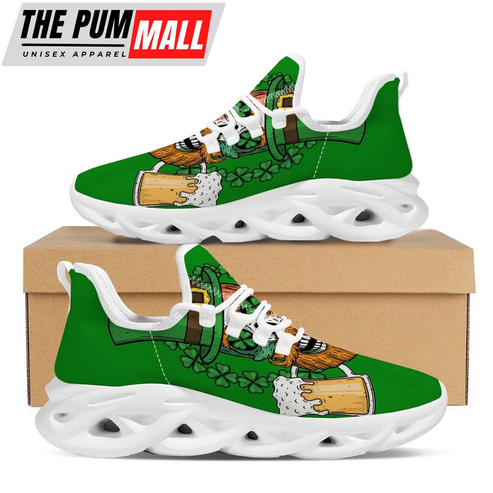 St Patrick’s Running Shoes, Beer And Clover St. Patrick’s Day Print White Running Shoes, St Patrick’s Day Shoes