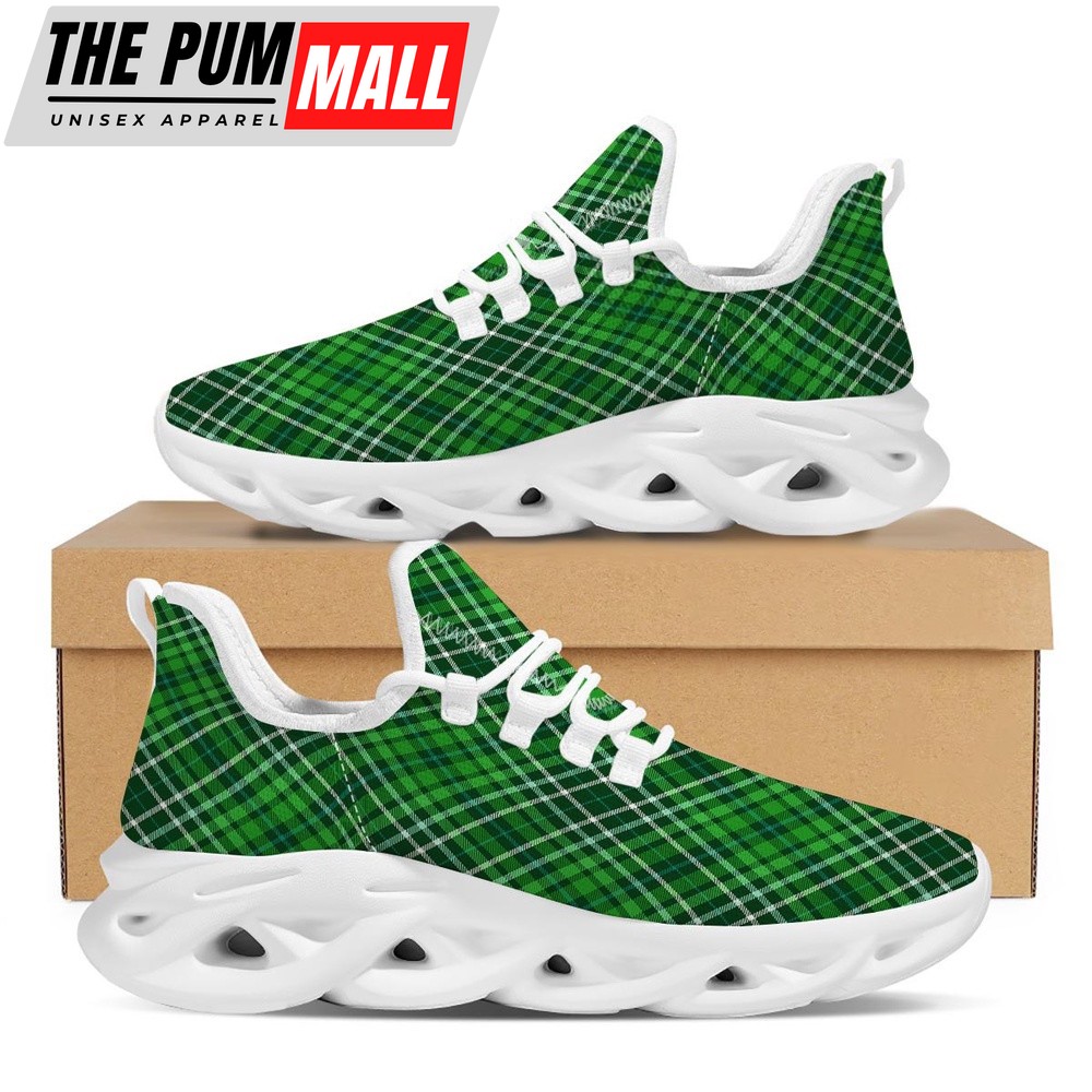 St Patrick’s Running Shoes, Buffalo St. Patrick’s Day Print Pattern White Running Shoes, St Patrick’s Day Shoes