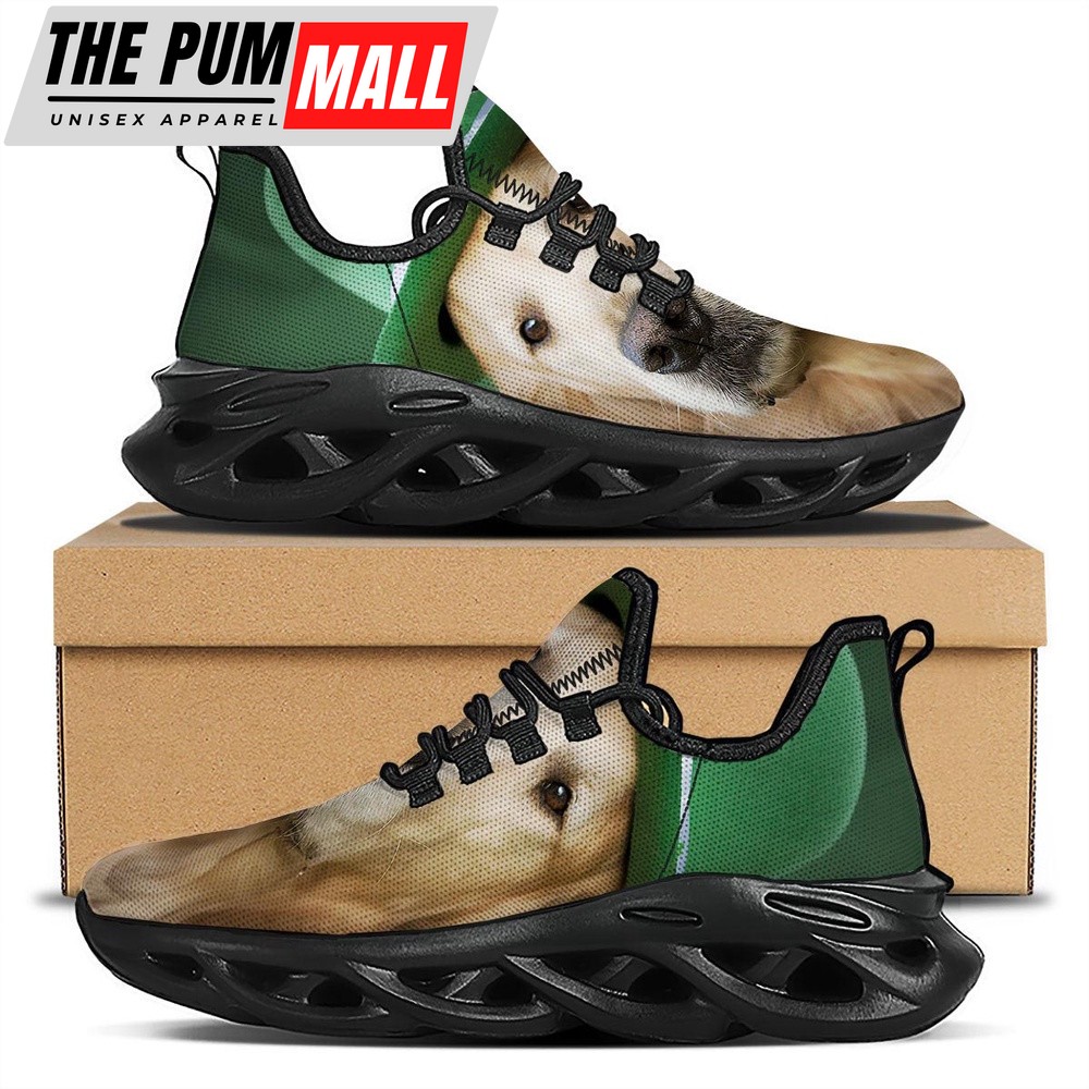 St Patrick’s Running Shoes, Golden Retriever Patrick’s Day Print Black Running Shoes, St Patrick’s Day Shoes