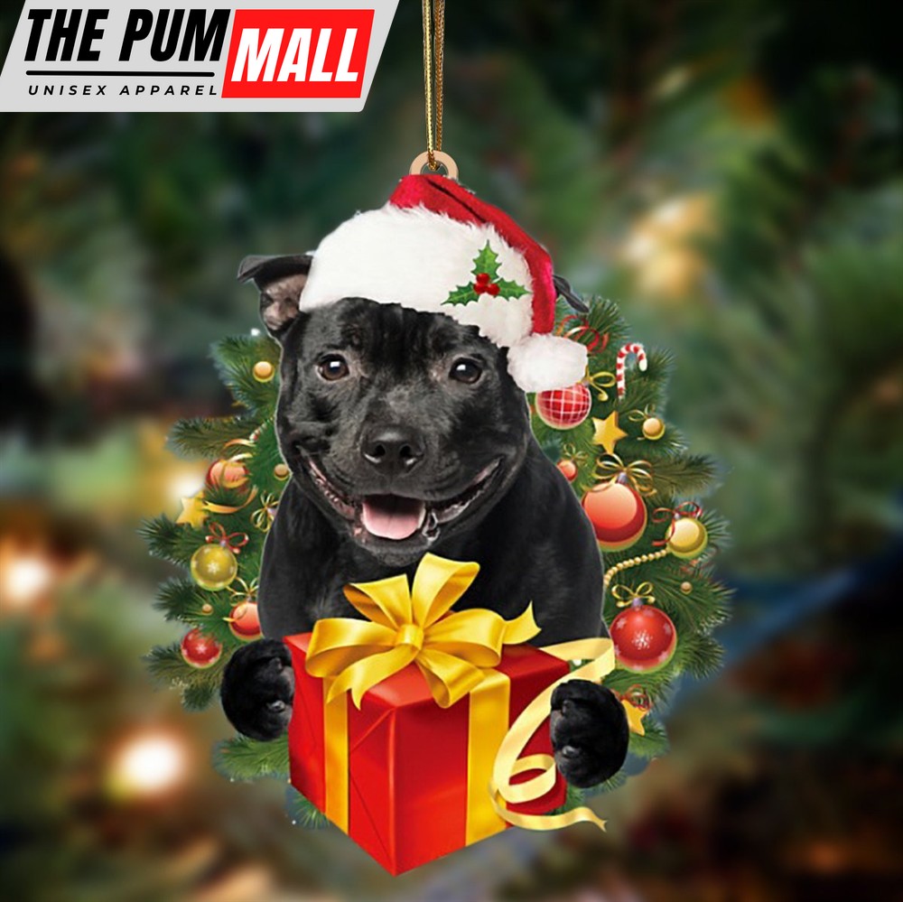 Staffordshire Bull Terrier Give Gifts Hanging Ornament – Flat Acrylic Dog Ornament – Dog Lovers Gifts For Him Or Her Limited Edition
