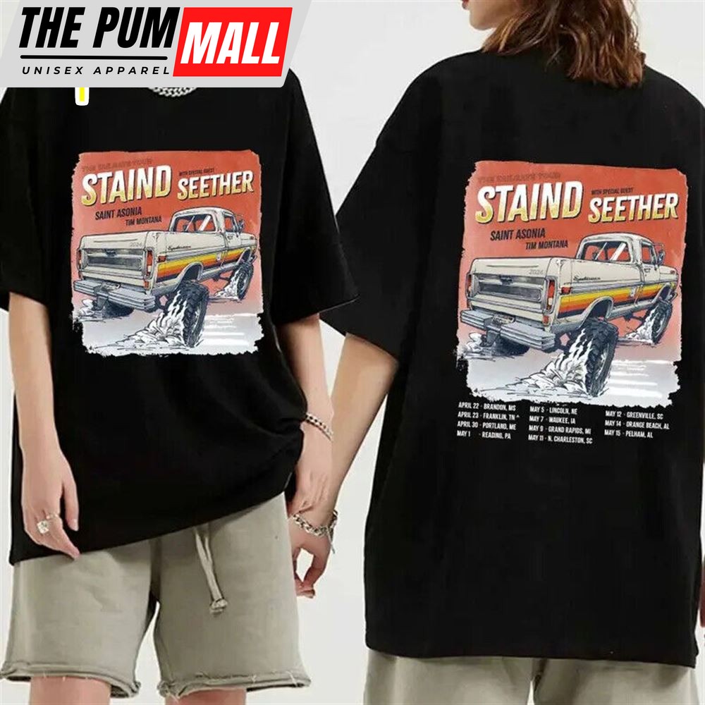 Staind 2024 Tailgate Tour Black T-Shirt Gift Fans Music All Size