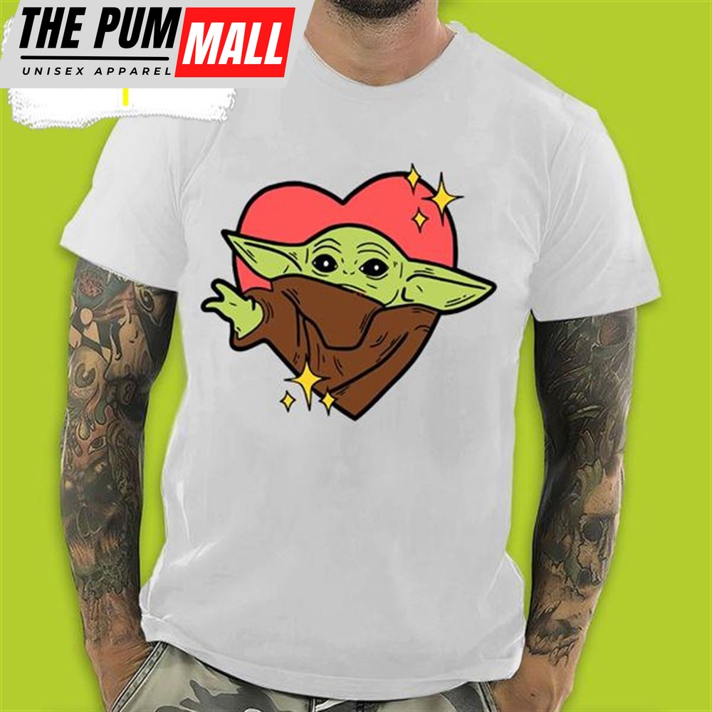 Star War Baby Yoda With Heart In Valentines Day T-Shirt