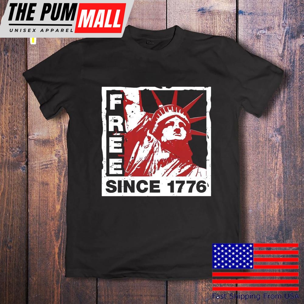 Statue Of Liberty Free Since 1776 Grunge Patriotic Usa T-Shirt