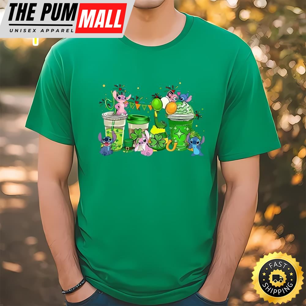 Stitch And Angel St Patricks Day Coffee Cup Shirt
