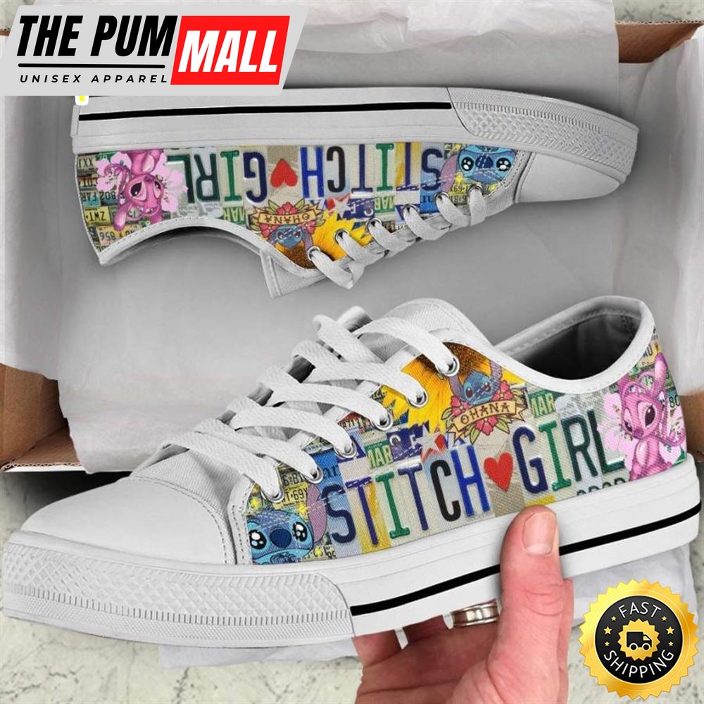 Stitch Girl License Plate Low Top Shoes