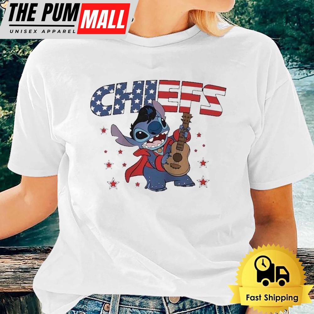 Stitch NFL Kansas City Chiefs Happy Independence Day 4th Of July 2024 Painting T-Shirt