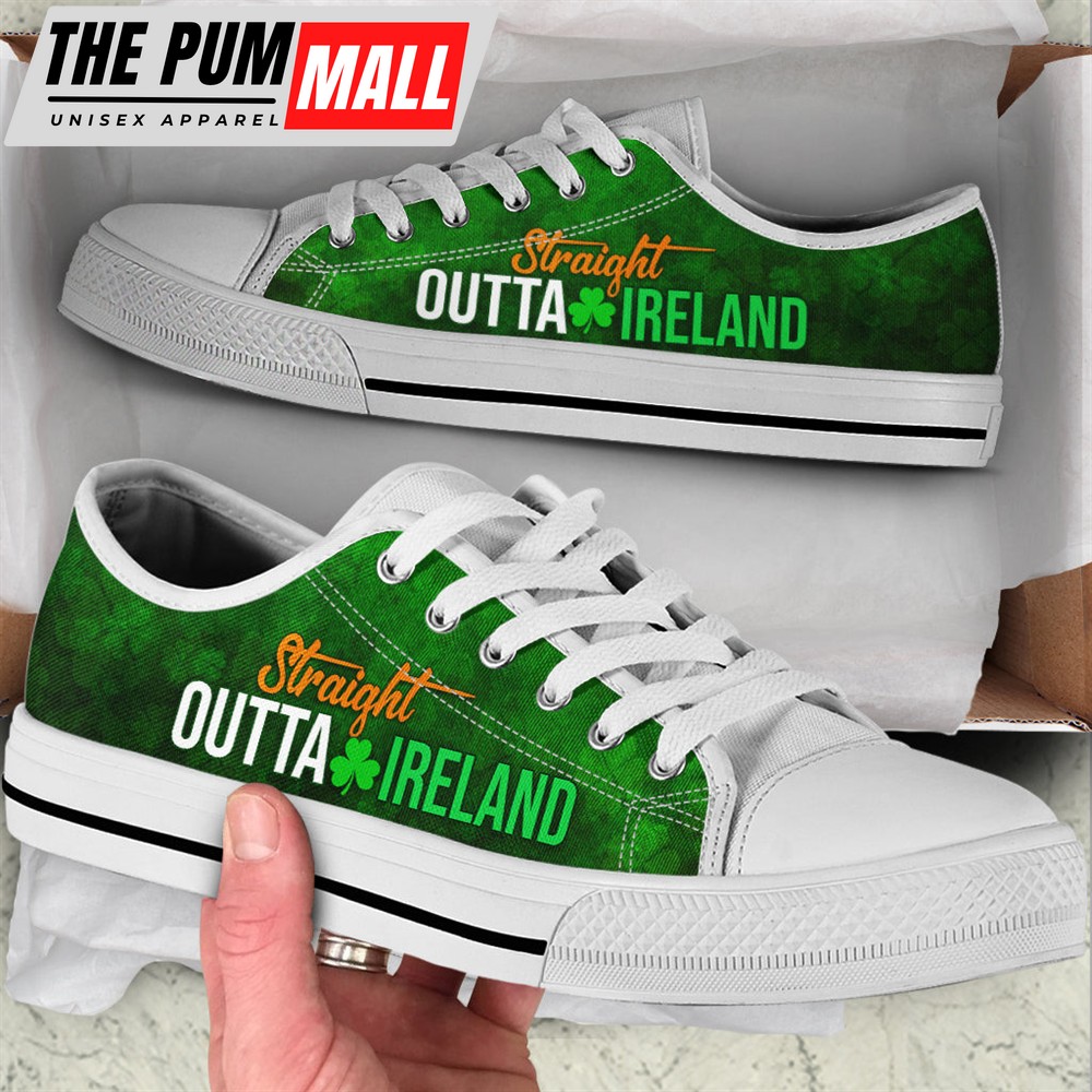 Straight Outta Ireland Irish Shamrock Low Top Black Shoes – Casual Shoes – Irish Gift St.Patrick’s Day