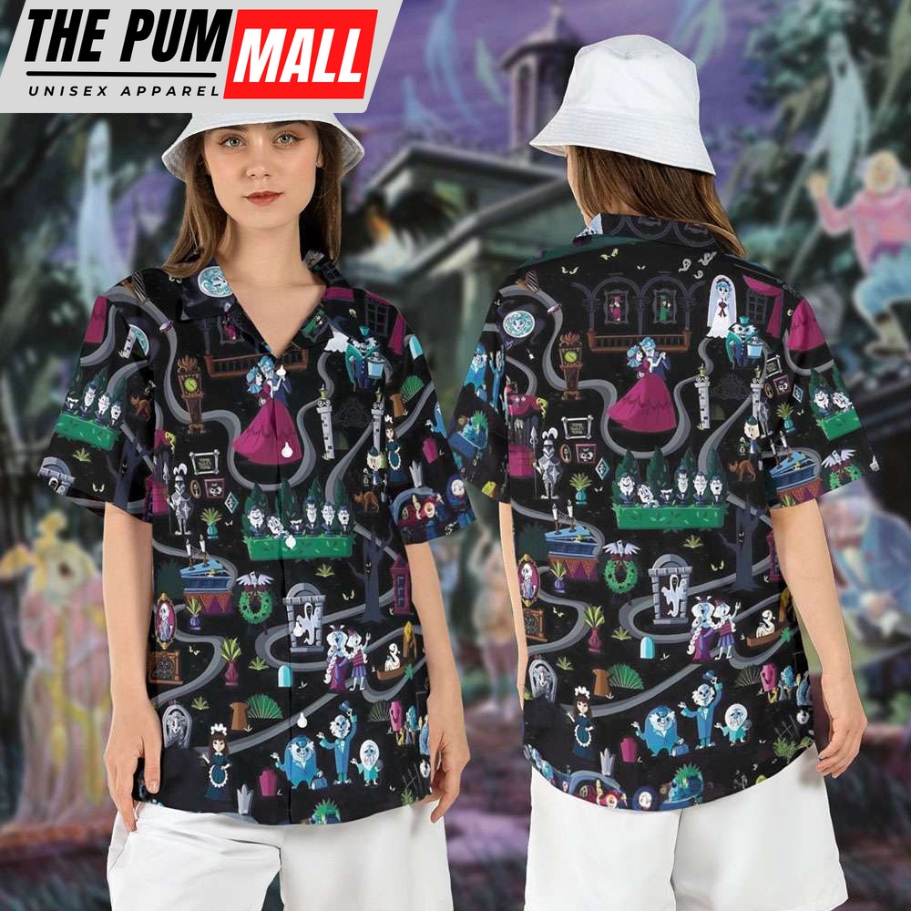 Stretching Room Haunted Mansion Map Halloween Hawaiian Shirt