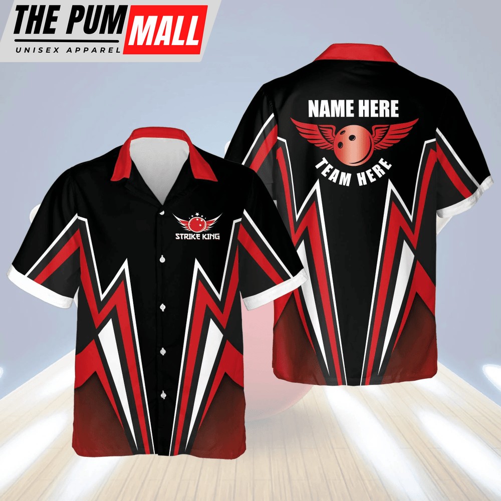 Strike King Bowling Button-Down bowling Hawaiian Shirt Summer gift for Bowling team shirt