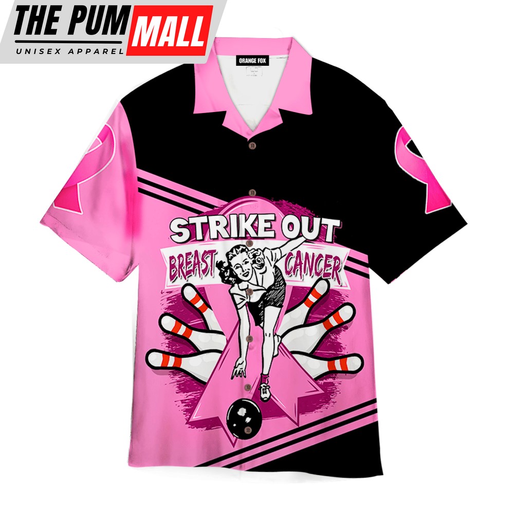Strike Out Breast Cancer Gift for Bowling Lovers Pink Bowling Girl Aloha Hawaiian Shirts For Men Women WH1276
