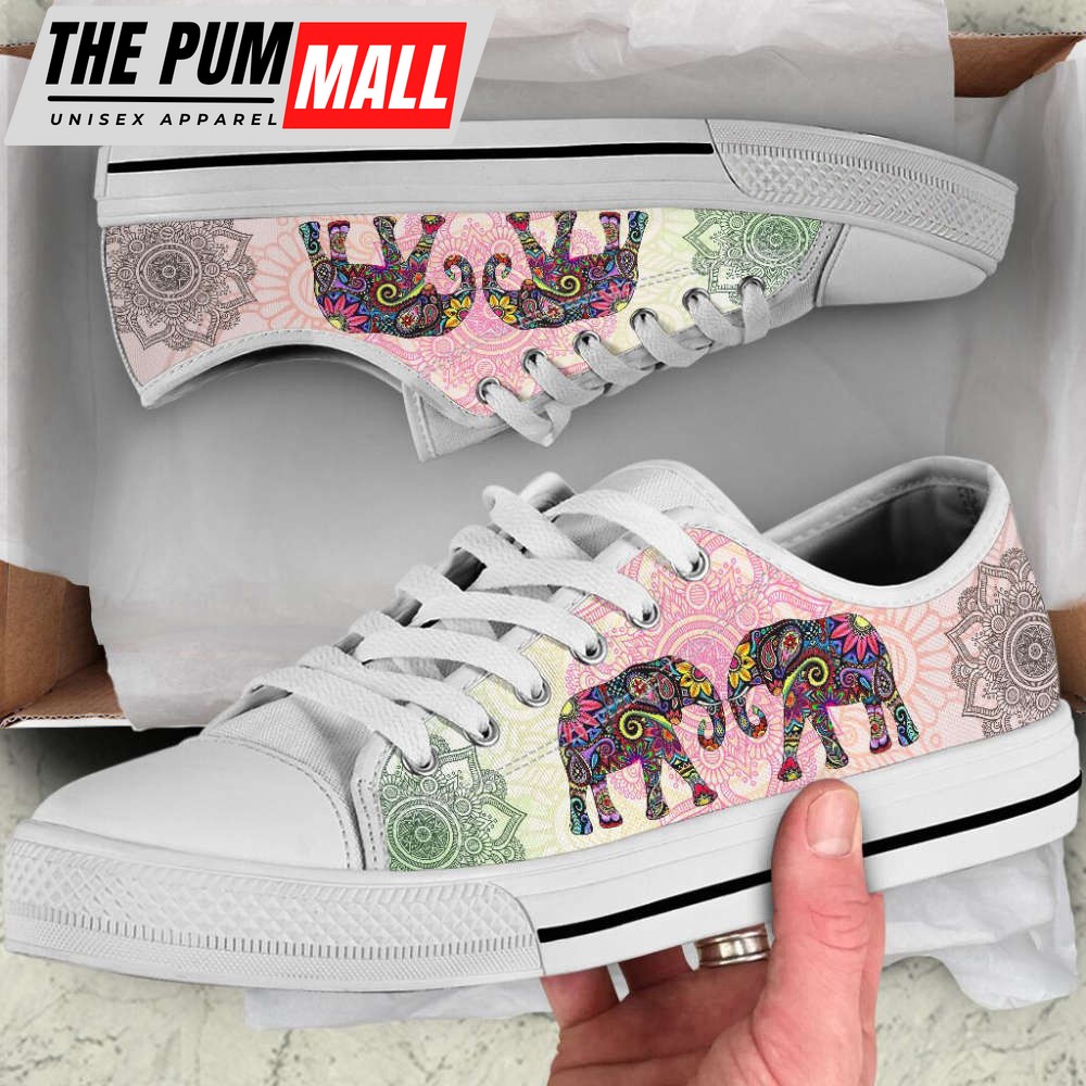 Stunning Elephant Mandala Flower Canvas Print Shoes – Trendy Fashion