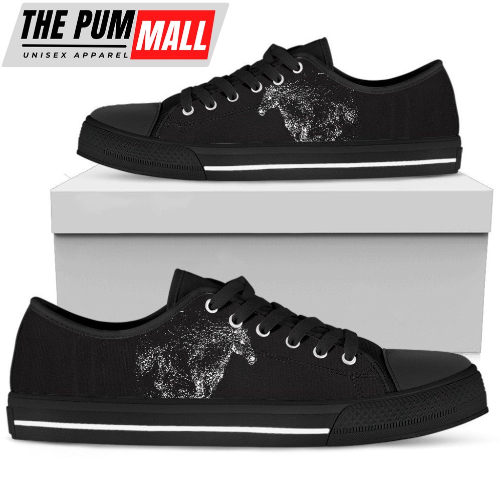 Stylish Black Horse Women s Low Top Shoe – Trendy Footwear