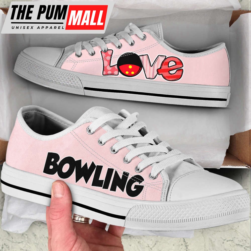 Stylish Bowling Love M Canvas Print Lowtop Shoes – Trendy Fashion