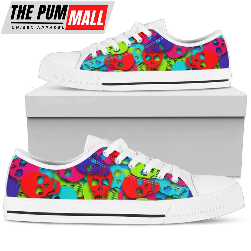 Stylish Colorful Skull Pattern Low Top Shoes – PL18032015